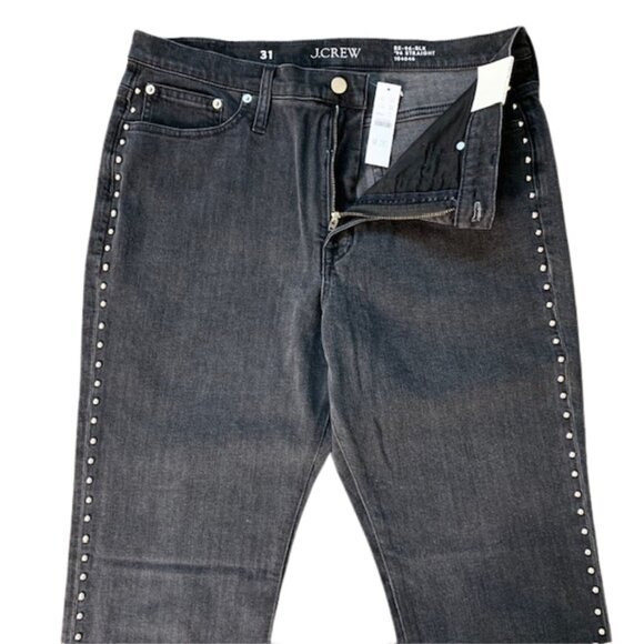 J. CREW '96 Straight Studded High-Rise Jeans in Faded Black Size 31, NWT. - Picture 7 of 11